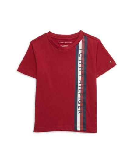 Хлопковая футболка в полоску с логотипом Little Boy's Tommy Hilfiger