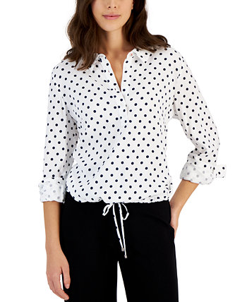 Женская рубашка в горошек с завязками на подоле Tommy Hilfiger