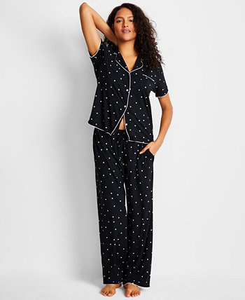 Women's Fluid Knit Notched Pajama Set, Exclusively at Macy's State of Day