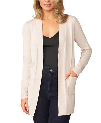 Women's Cable-Trim Open-Front Long Cardigan Melissa Paige