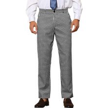Houndstooth Pattern Pants For Men's Slim Fit Business Plaid Dress Trousers Lars Amadeus