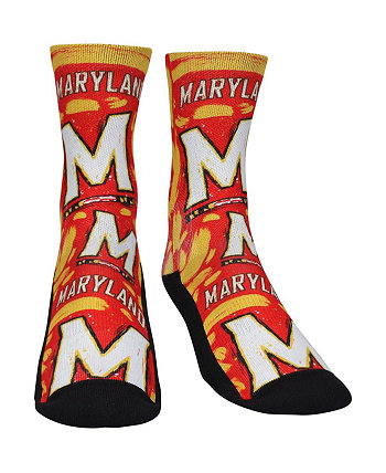 Men's and Women's Socks Maryland Terrapins Allover Logo and Paint Crew Socks Rock 'Em