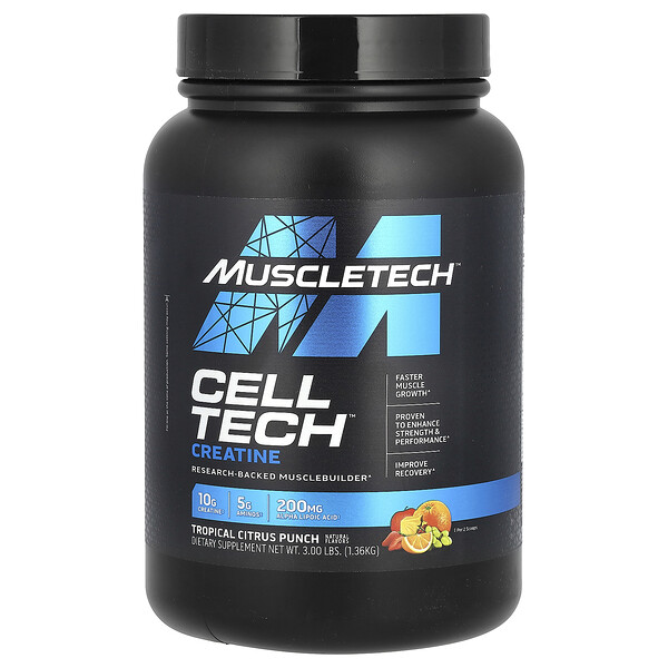 Cell Tech, Креатин + Углеводы для мышц, Тропический цитрусовый пунш, 1.36 кг - MuscleTech Muscletech