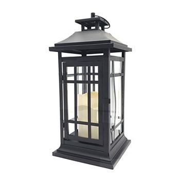 LumaBase 14" x 6" Lantern & LED Candle 2-piece Set LumaBase