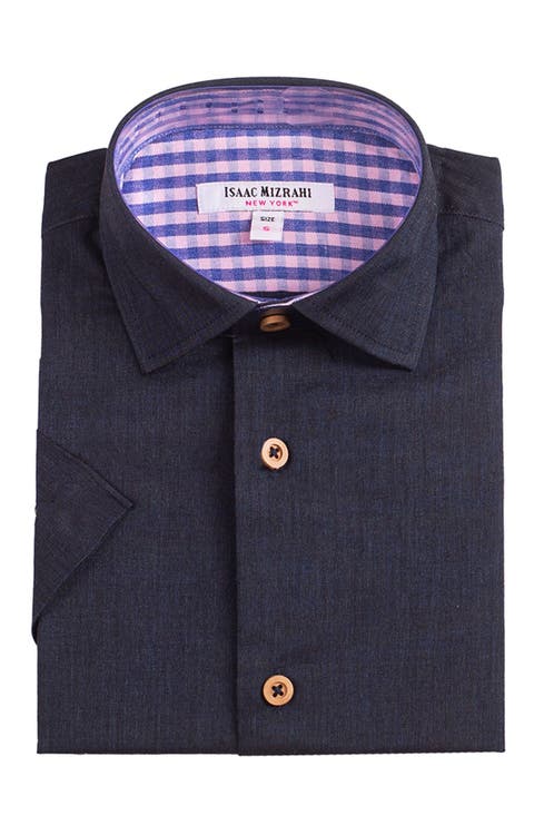 Short Sleeve Button-Up Shirt Isaac Mizrahi