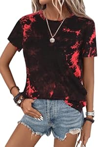 SOFIA'S CHOICE Tie Dye Shirt Women Short Sleeve Tee Shirt Crew Neck Casual Summer Tops SOFIA"S CHOICE