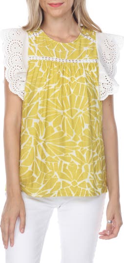 Блузка с геометрическим рисунком и цветочными рюшами RAIN