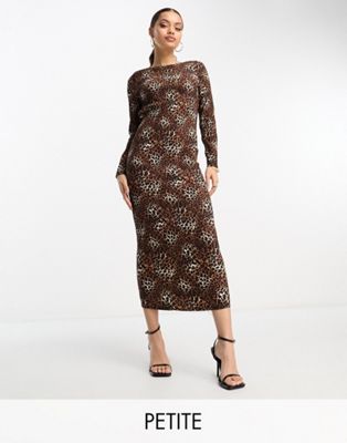 Плиссированное платье миди с леопардовым принтом Urban Threads Petite Urban Threads