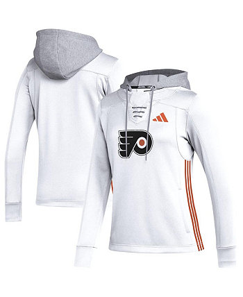 Женский белый пуловер с капюшоном Philadelphia Flyers Refresh Skate Lace AEROREADY Adidas