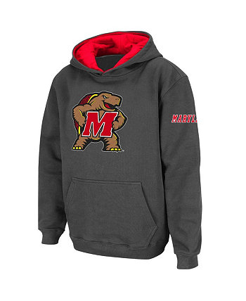 Boys Youth Charcoal Maryland Terrapins Big Logo Pullover Hoodie Stadium Athletic