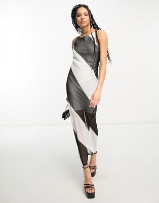 Женское платье миди с черно-белой полоской от ASOS DESIGN ASOS DESIGN