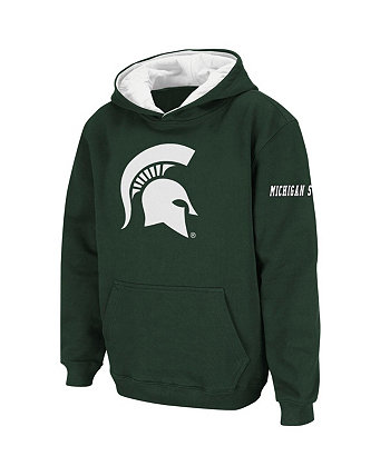 Зеленый пуловер с капюшоном и большим логотипом Big Boys Michigan State Spartans Stadium Athletic