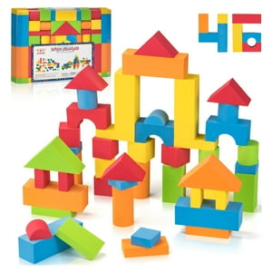 UNIH Foam Building Blocks for Girls and Boys, EVA Soft Stacking Blocks Gift for Toddlers 2 3 4 Year Old UNIH