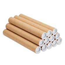 12 Pack Mailing Tubes, 1.5x12 Inch Round Cardboard Mailers With Caps For Posters Stockroom Plus