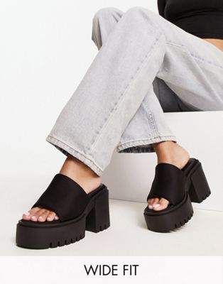 Черные туфли-лодочки широкого кроя на массивном каблуке Public Desire Sabeena Public Desire