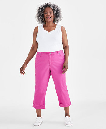 Plus Size Curvy Roll-Cuff Capri Jeans, Created for Macy's Style & Co