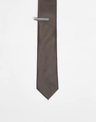 ASOS DESIGN tie and tie bar set in taupe Asos Design