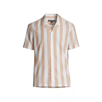 Striped Relaxed-Fit Camp Shirt Michael Kors