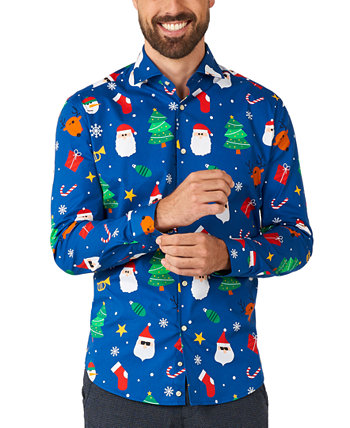 Мужская синяя праздничная рубашка с длинным рукавом OppoSuits