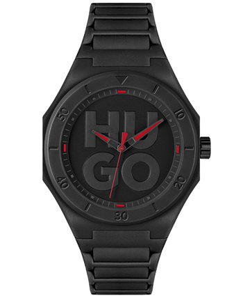 Мужские часы Grail кварцевые черные силиконовые 42 мм HUGO BOSS