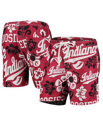 Men's Crimson Indiana Hoosiers Floral Volley Logo Swim Trunks Wes & Willy