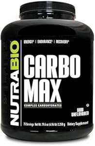 NutraBio CarboMax Maltodextrin - Complex Carbohydrate Powder (Порошок) for Sustained Energy - Calorie Rich for Muscle and Weight Gain - Unflavored (Без вкуса) - 5 Pounds, 75 Servings (Порции) NutraBio