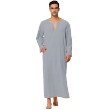 Мужские пижамы, хлопковая одежда для сна, длинное платье с V-образным вырезом и разрезом по бокам, с карманом Lars Amadeus