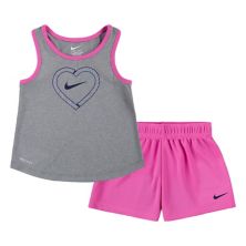 Baby & Toddler Girls Nike Heart Tank & Mesh Short Matching Set Nike