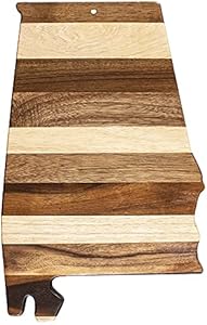 Rock & Branch Shiplap Series Alabama State Shaped Wood Cutting Board and Charcuterie Serving Platter, Includes Hang Tie for Wall Display Totally Bamboo