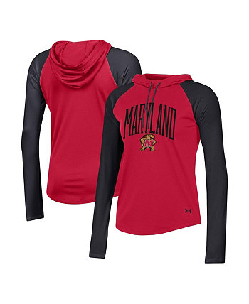 Женская красная футболка с капюшоном и длинными рукавами Gameday Mesh Performance реглан Maryland Terrapins Under Armour