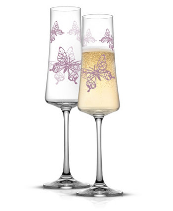 Бокалы для шампанского Meadow Butterfly Crystal, набор из 2 шт. JoyJolt