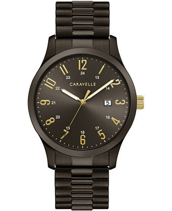Мужские темно-серые часы-браслет из нержавеющей стали 40мм Caravelle