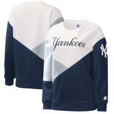 Женский стартовый белый/темно-синий пуловер с капюшоном New York Yankees Starter