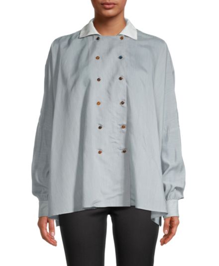 Полосатая блузка с накидкой на спине Giorgio Armani