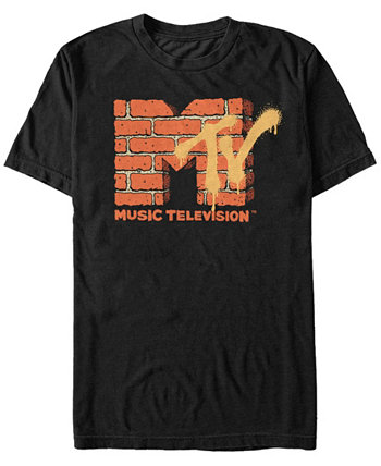 Мужская футболка с коротким рукавом с логотипом в стиле желто-оранжевого кирпича MTV