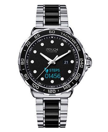 Умные часы Unisex Connected с двухцветным серебристым и черным металлическим ремешком, 42 мм ITouch