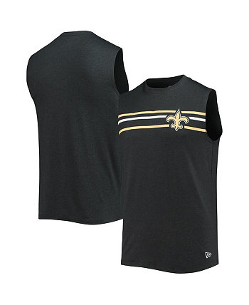 Мужская футболка без рукавов New Orleans Saints с меланжевым покрытием черного цвета с начесом New Era