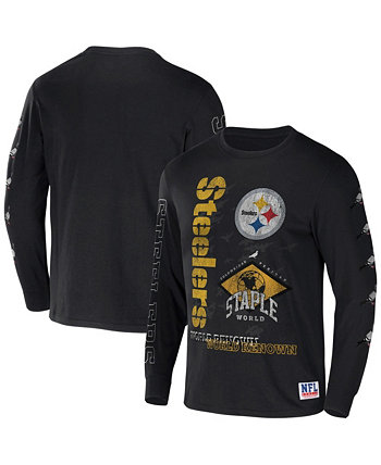Men's NFL X Staple Black Pittsburgh Steelers World Renowned Long Sleeve T-shirt NFL Properties