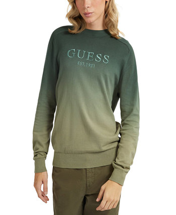Мужской свитер с круглым вырезом и омбре с вышитым логотипом GUESS