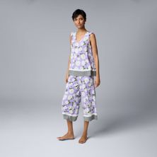 Women's Simply Vera Vera Wang Pajama Tank And Pajama Culotte Pants Sleep Set Simply Vera Vera Wang