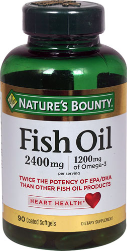 Рыбий жир Nature's Bounty — 2400 мг — 90 мягких таблеток Nature's Bounty