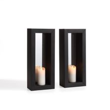 Vertical Mirror Pillar Candle Wall Sconces With Metal Frame (set Of 2) Danya B