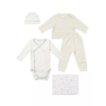 ​​Baby Boy's 4-Piece Essentials Beanie, Bodysuit &amp; Knit Gift Set Oso & Me