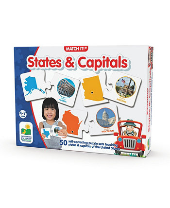 Match It - States Capitals Set of 50 Self-Correcting USA States and Capitals Matching Puzzle The Learning Journey