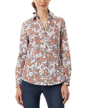 Женская хлопковая рубашка с принтом пейсли Jones New York