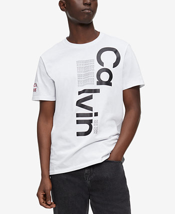 Мужская рубашка с вертикальным сломанным логотипом и графикой Calvin Klein