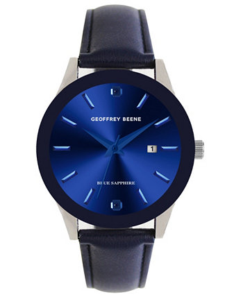 Мужские часы с темно-синим ремешком из искусственной кожи, 40 мм Geoffrey Beene