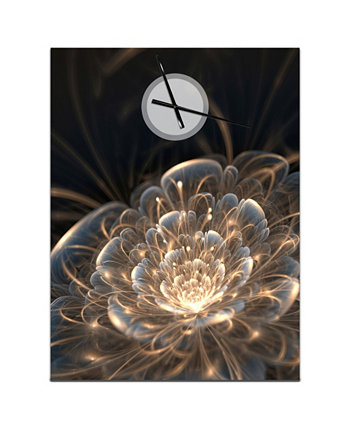 Крупногабаритные металлические настенные часы с цветочным рисунком Designart Design Art