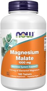 NOW Foods Supplements, Magnesium Malate 1000 mg, Energy Production*, Nervous System Support*, 180 Tablets NOW Foods