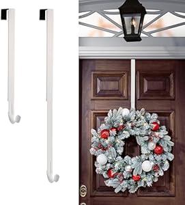 Haute Decor Adapt Adjustable Wreath Hanger (Antique Brass) — Over The Door Wreath Hanger — Year-Round Indoor or Outdoor Wreath Hook — Holds up to 20lbs Haute Decor